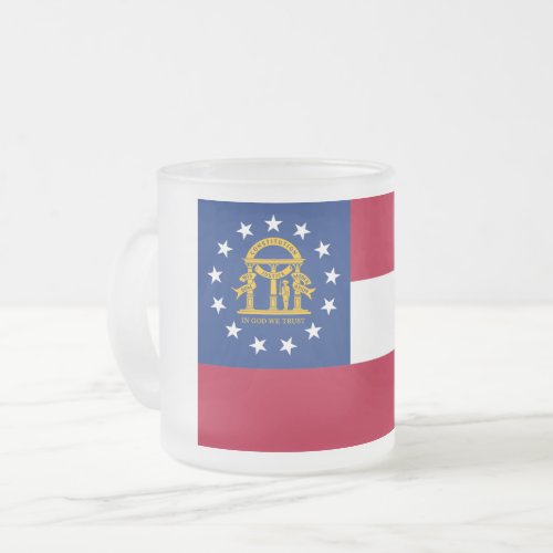 Georgia Flag Frosted Glass Coffee Mug