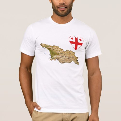 Georgia Flag Heart and Map T_Shirt