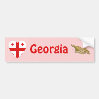 Georgia Flag Heart + Map Bumper Sticker