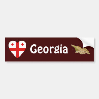 Georgia Flag Heart + Map Bumper Sticker
