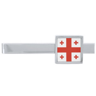 Georgia flag silver finish tie bar