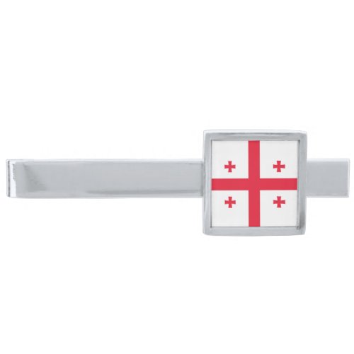 Georgia Flag Silver Finish Tie Bar