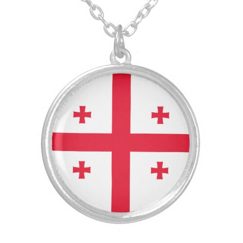 Georgia Flag Silver Plated Necklace