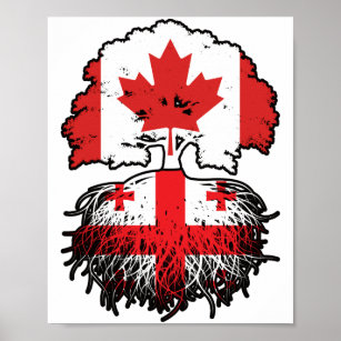 Georgia Georgian Canadian Canada Tree Roots Flag Poster