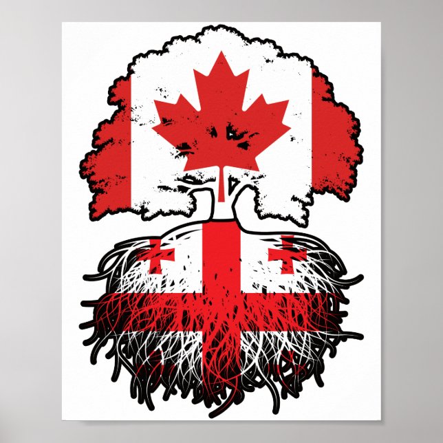 Georgia Georgian Canadian Canada Tree Roots Flag Poster (Front)