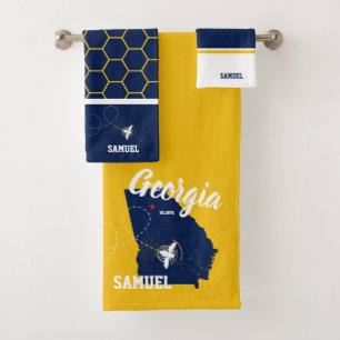 Georgia Gold and Navy Bath Towel Set
