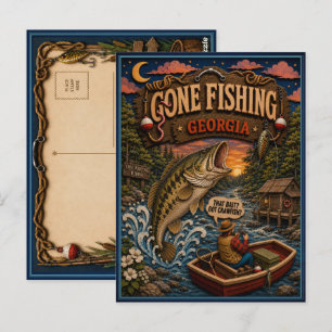 Georgia Gone Fishing Largemouth Bass Postcard