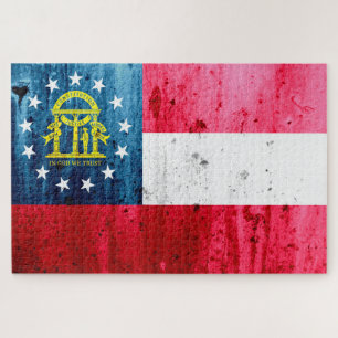 Georgia Grunge State Flag Jigsaw Puzzle