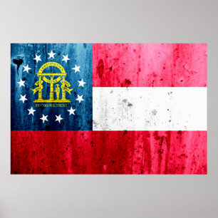 Georgia Grunge State Flag Poster