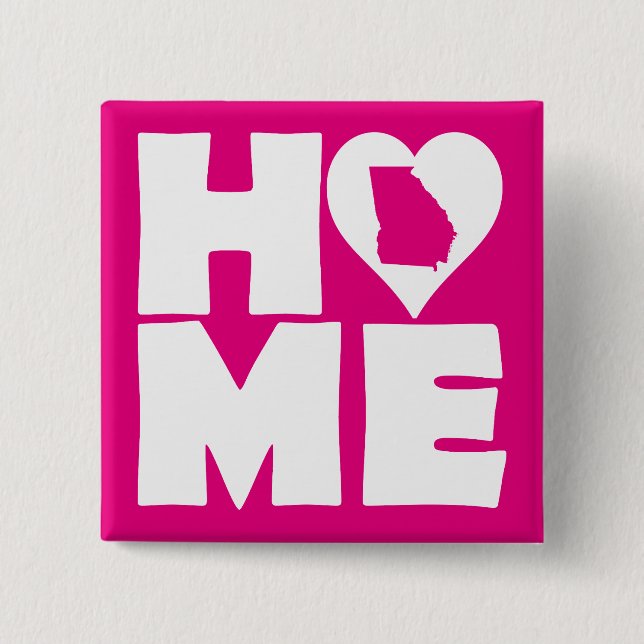 Georgia Home Heart State Button Badge Pin (Front)