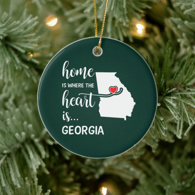 Georgia home is where the heart is ceramic ornament (Tree)