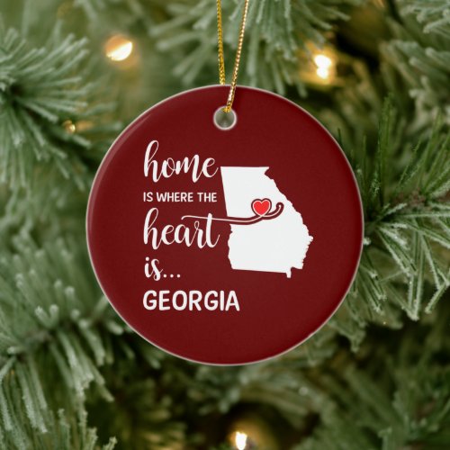 Georgia home is where the heart is ceramic ornament