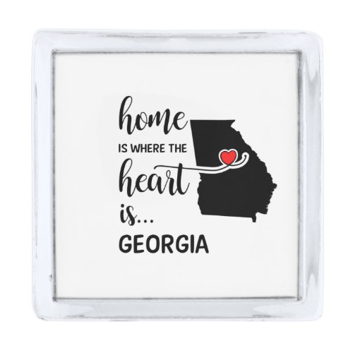 Georgia home is where the heart is silver finish lapel pin