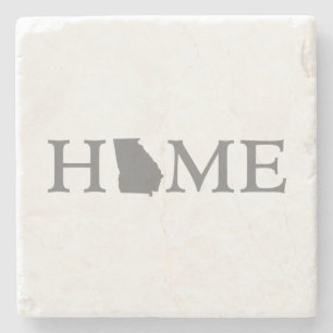 Georgia Home State Map Shaped Letter Word Art Gray Stone Coaster
