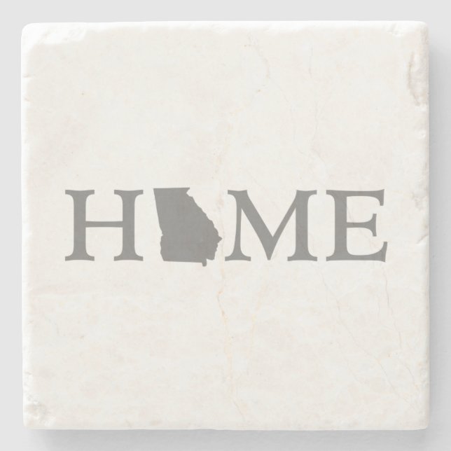 Georgia Home State Map Shaped Letter Word Art Gray Stone Coaster (Front)