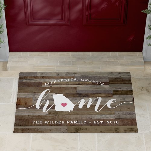 Georgia Home State Personalized Wood Look Doormat