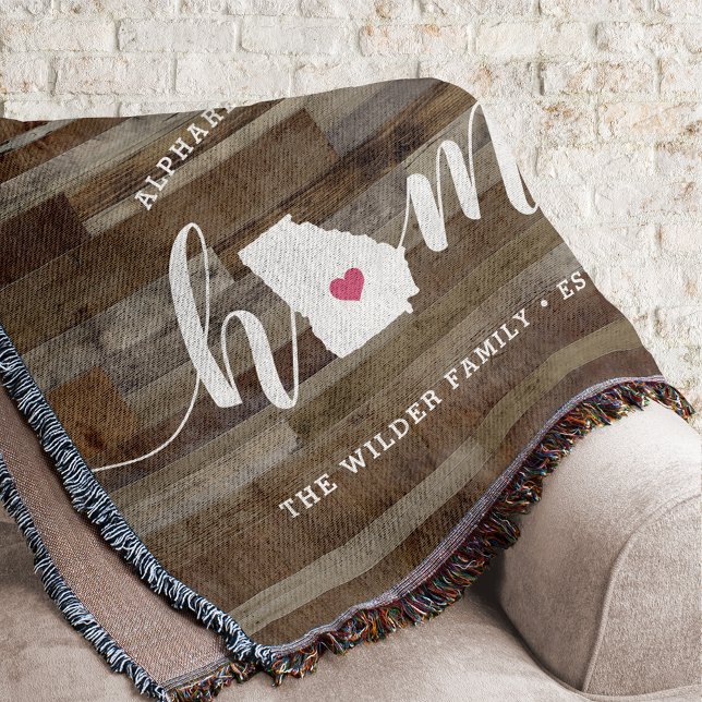 Georgia Home State Personalized Wood Look Throw Blanket (Creator Uploaded)