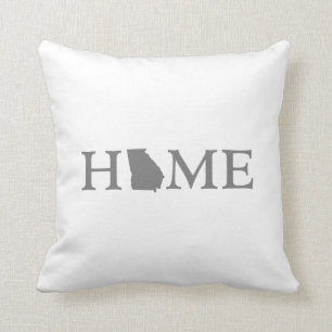 Georgia Home State Shaped Letter Gray Word Art Throw Pillow