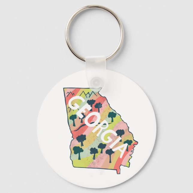 Georgia Illustrated Map Keychain (Front)