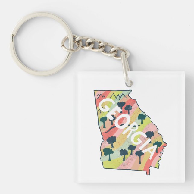 Georgia Illustrated Map Keychain (Front)