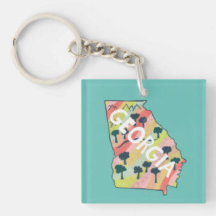 Georgia Illustrated Map Keychain