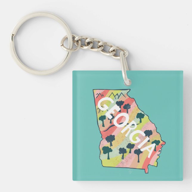 Georgia Illustrated Map Keychain (Front)