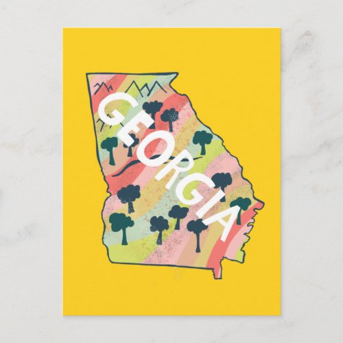 Georgia Illustrated Map Postcard