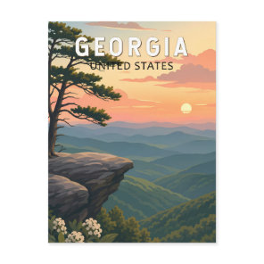Georgia Illustration Travel Art Vintage Postcard