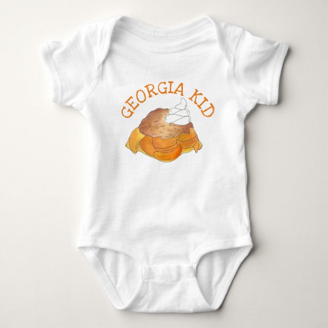 Georgia Kid Peach Cobbler Southern Dessert Foodie Baby Bodysuit (Front)