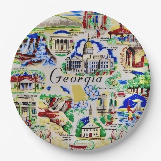 Georgia Landmarks Party Plates (Front)