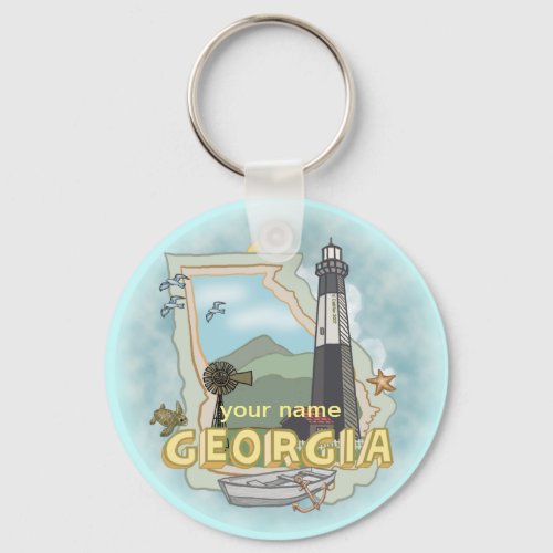 Georgia Lighthouse custom name keychain