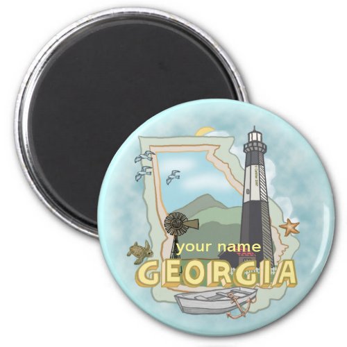 Georgia Lighthouse custom name  magnet 