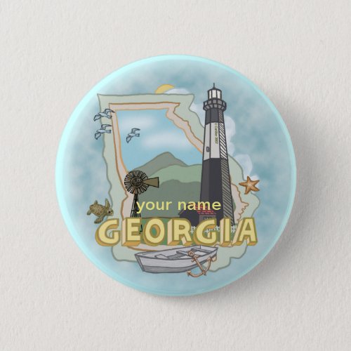 Georgia Lighthouse custom name pin button