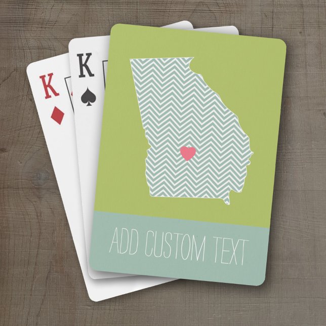 Georgia Love with Custom Heart and Text Poker Cards (Personalized Playing Cards with a State Map, Movable Heart and Name)