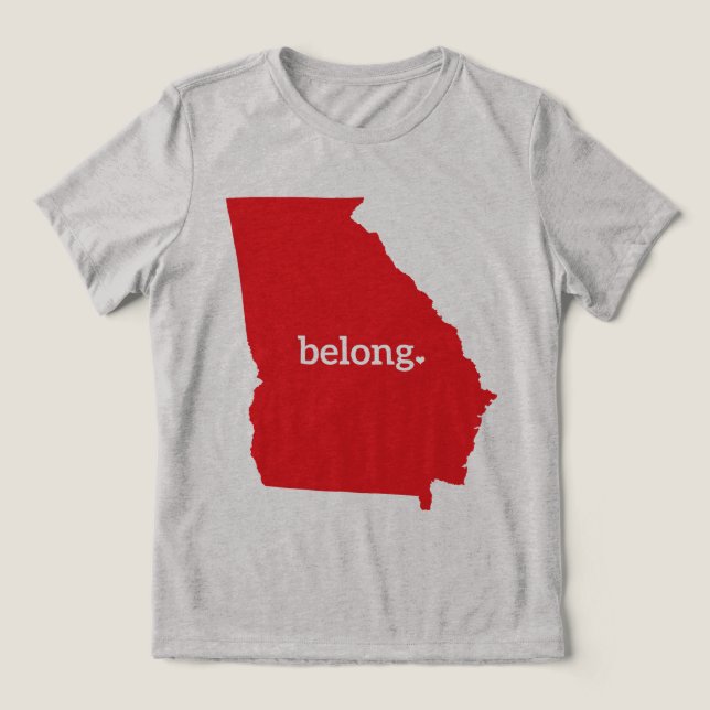 Georgia Map Belong State Pride Tri-Blend Shirt (Design Front)