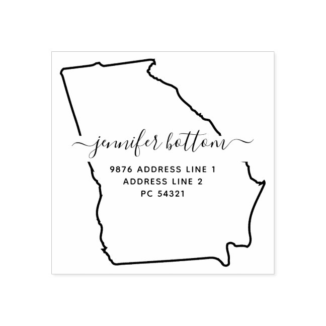 Georgia map Family return address Rubber Stamp