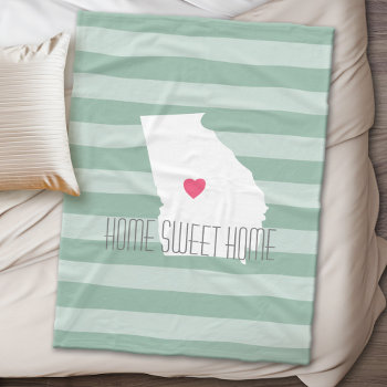 Georgia Map Home State Love With Custom Heart Fleece Blanket by MyGiftShop at Zazzle