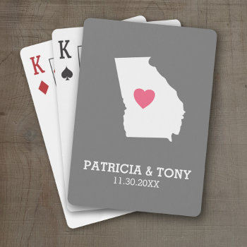 Georgia Map Home State Love With Custom Heart Playing Cards by MyGiftShop at Zazzle