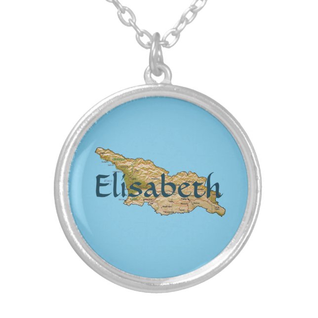 Georgia Map + Name Necklace (Front)