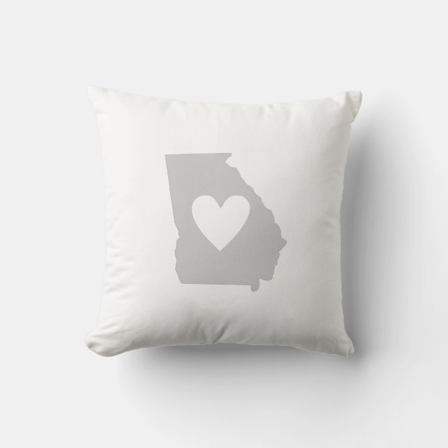 Georgia Map Shape Love Gray Georgian Heart Throw Pillow (Front)