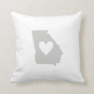 Georgia Map Shape Love Gray Georgian Heart Throw Pillow
