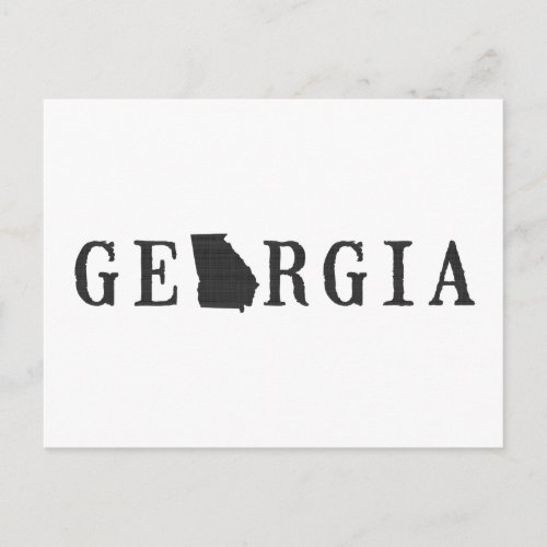 Georgia Map Shaped Letter State Word Art Black Postcard