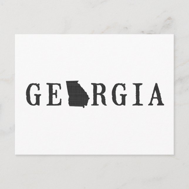 Georgia Map Shaped Letter State Word Art Black Postcard (Front)