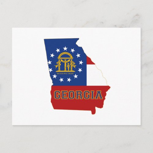 Georgia Map Shaped State Flag with Name Postcard