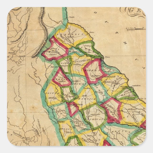 Georgia Map Square Sticker (Front)