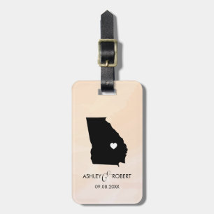 Georgia Map Wedding Luggage Tag, Couple's Name Tag