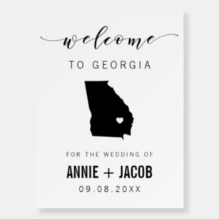 Georgia Map Wedding Welcome Sign, Foam Board