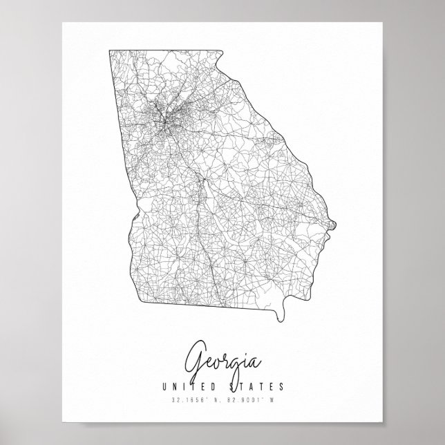 Georgia Minimal Street Map Poster (Front)