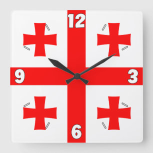 Georgia National Flag Patriotic Square Wall Clock