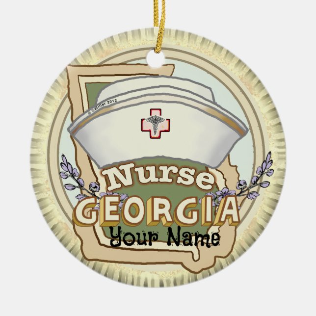 Georgia Nurse Ceramic Ornament (Front)
